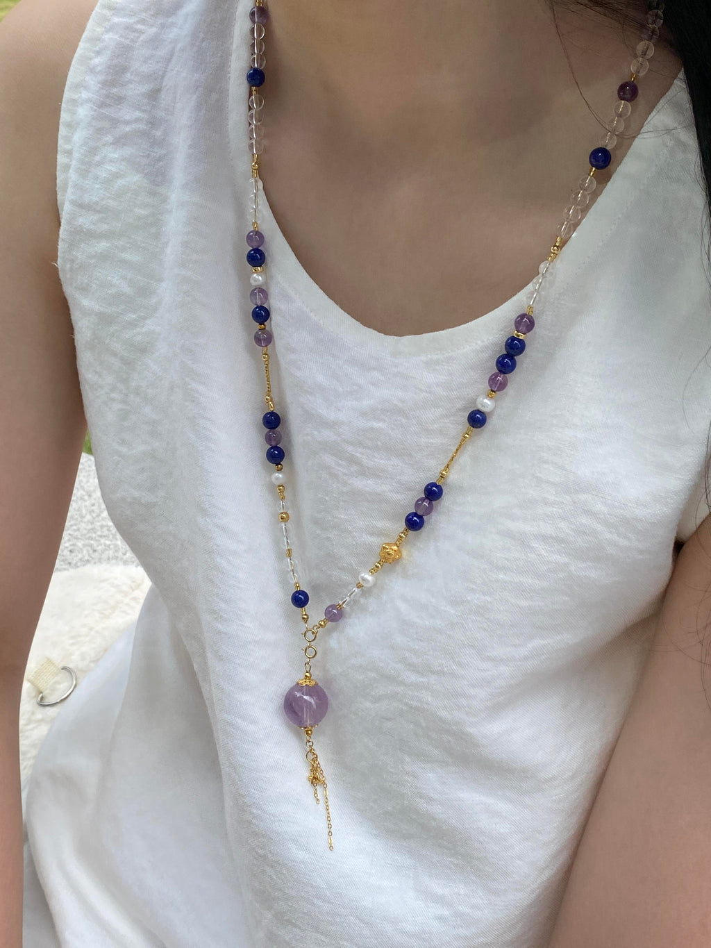 Conversations Under the Stars Necklace: Balance Your Inner Universe with Lapis & Amethyst