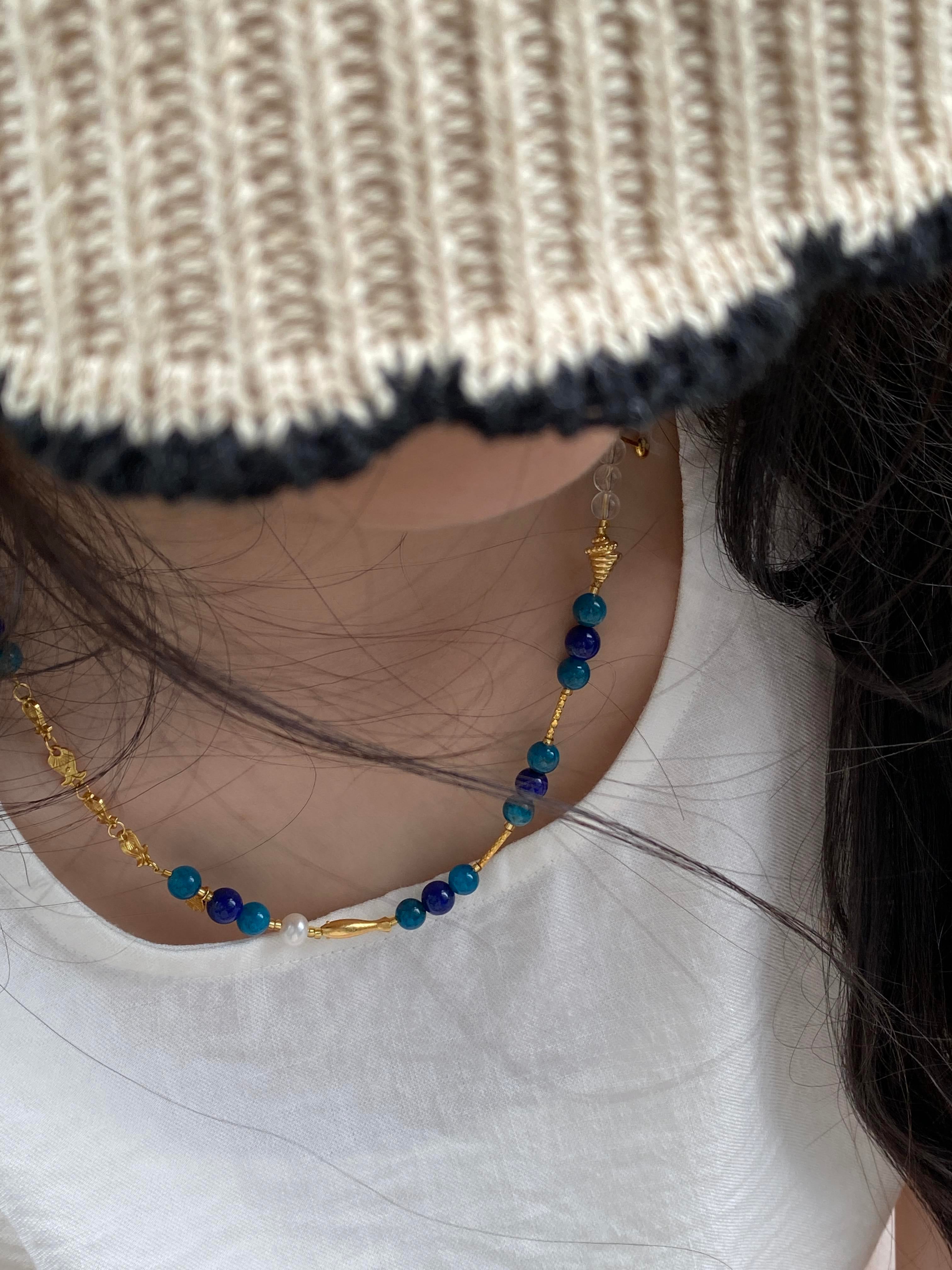 Ocean‘s Secret Intuition Necklace: Deep Wisdom from Blue Apatite & Lapis