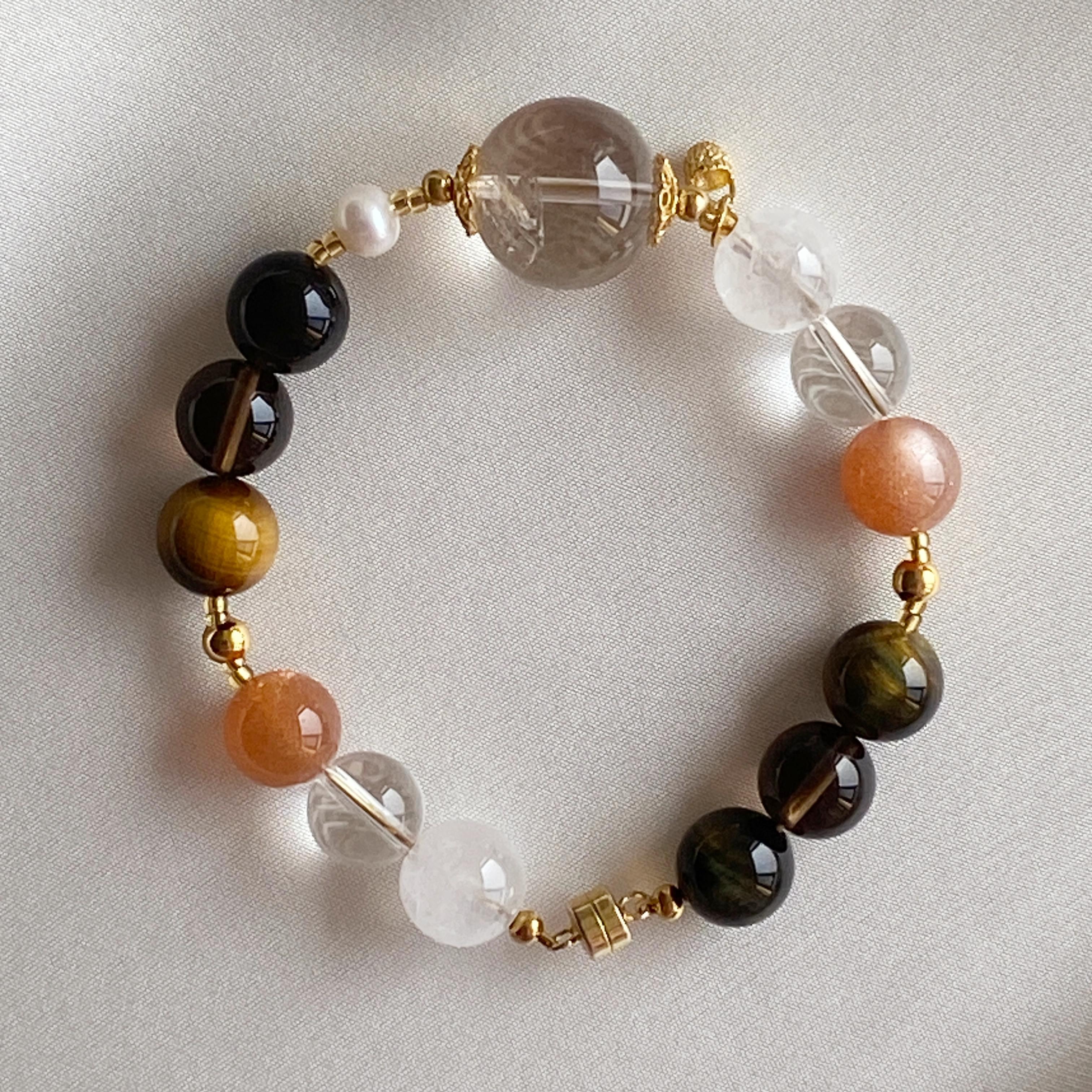 Clear Quartz & Obsidian Aura Bracelet: Your Guardian for Stability and Confidence