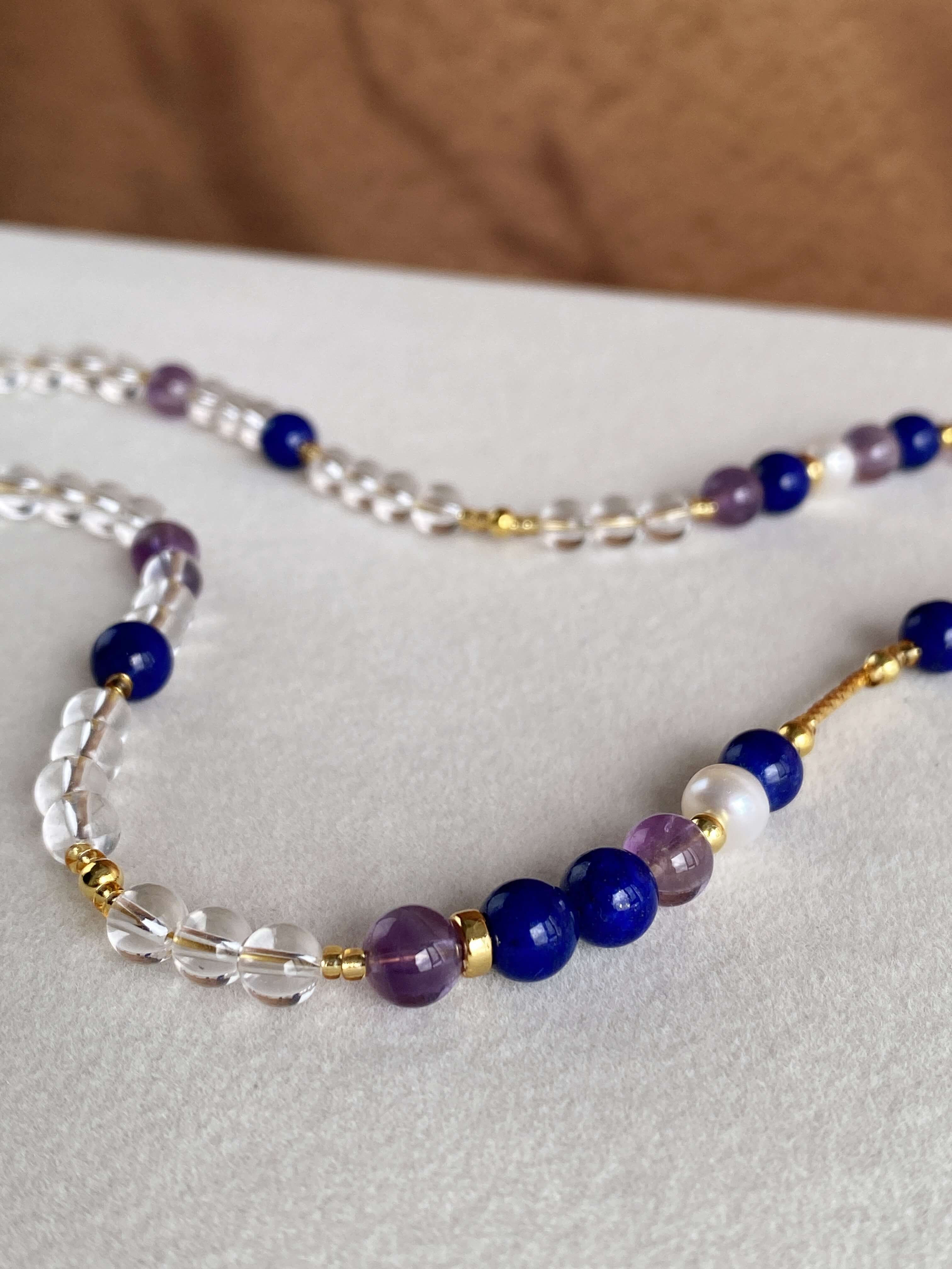 Lapis Lazuli Amethyst Necklace featuring premium-grade lapis lazuli