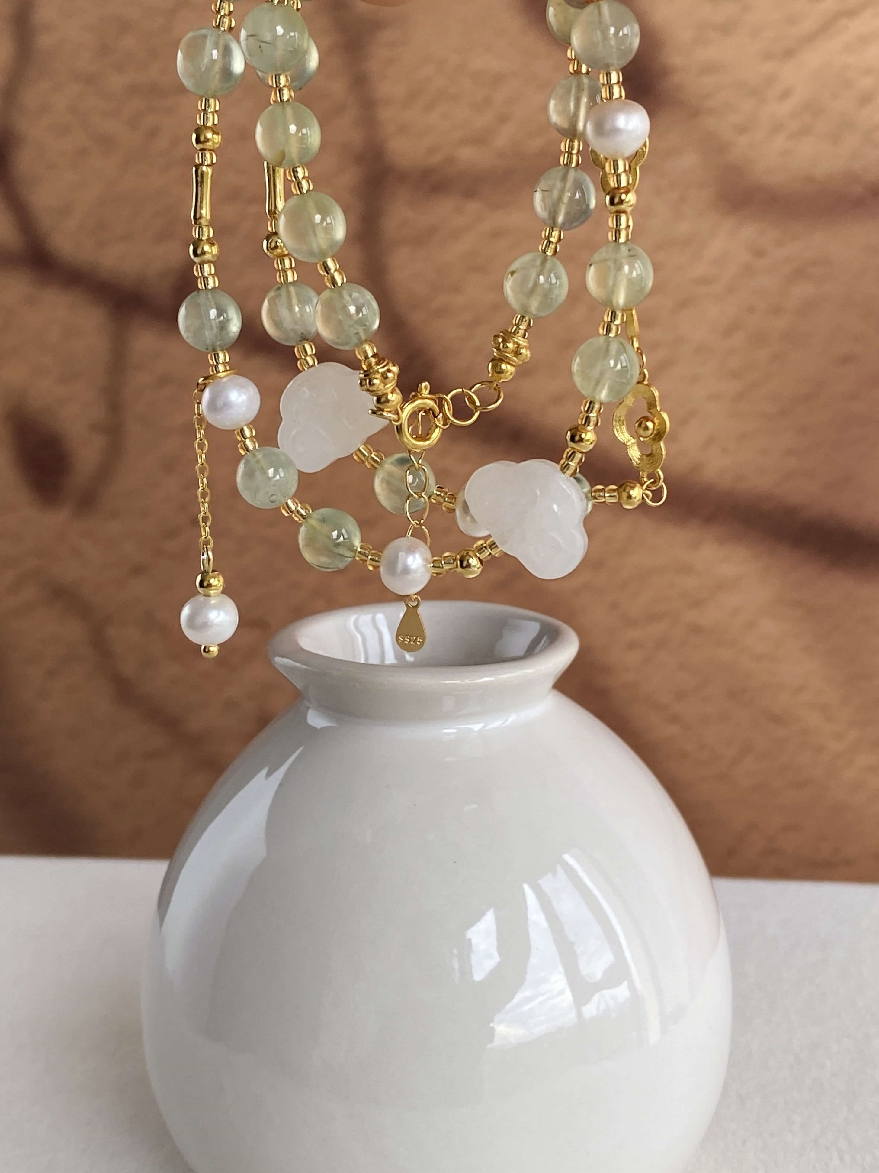 YanJ Jewelry Grape Stone and Hetian Jade Necklace Unique spiritual crystal jewelry designed for highly sensitive individuals and spiritual seekers