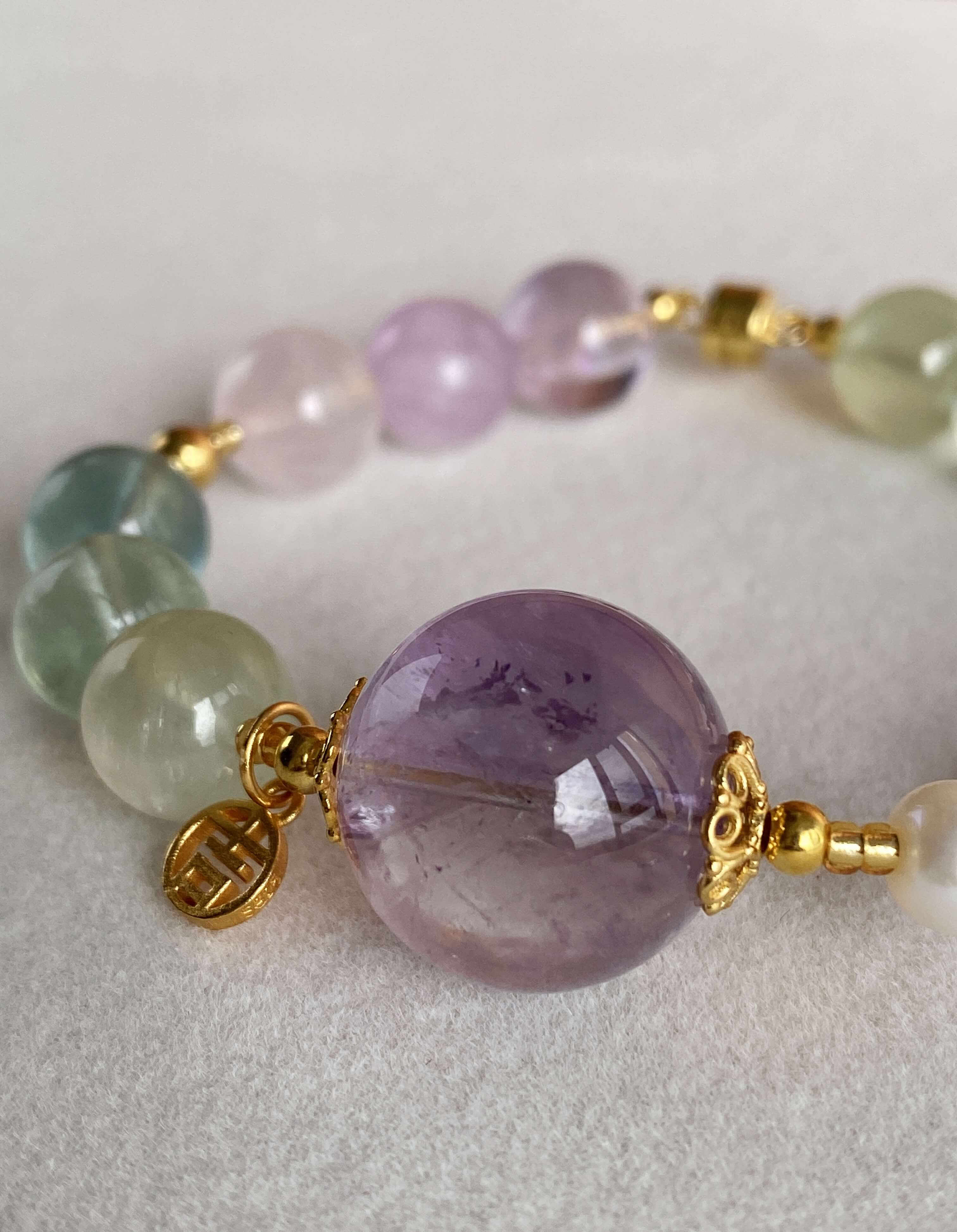 YanJ Jewelry Vitality Crystal Bracelet Close-up of high-quality crystal beads, a meaningful spiritual gift for women