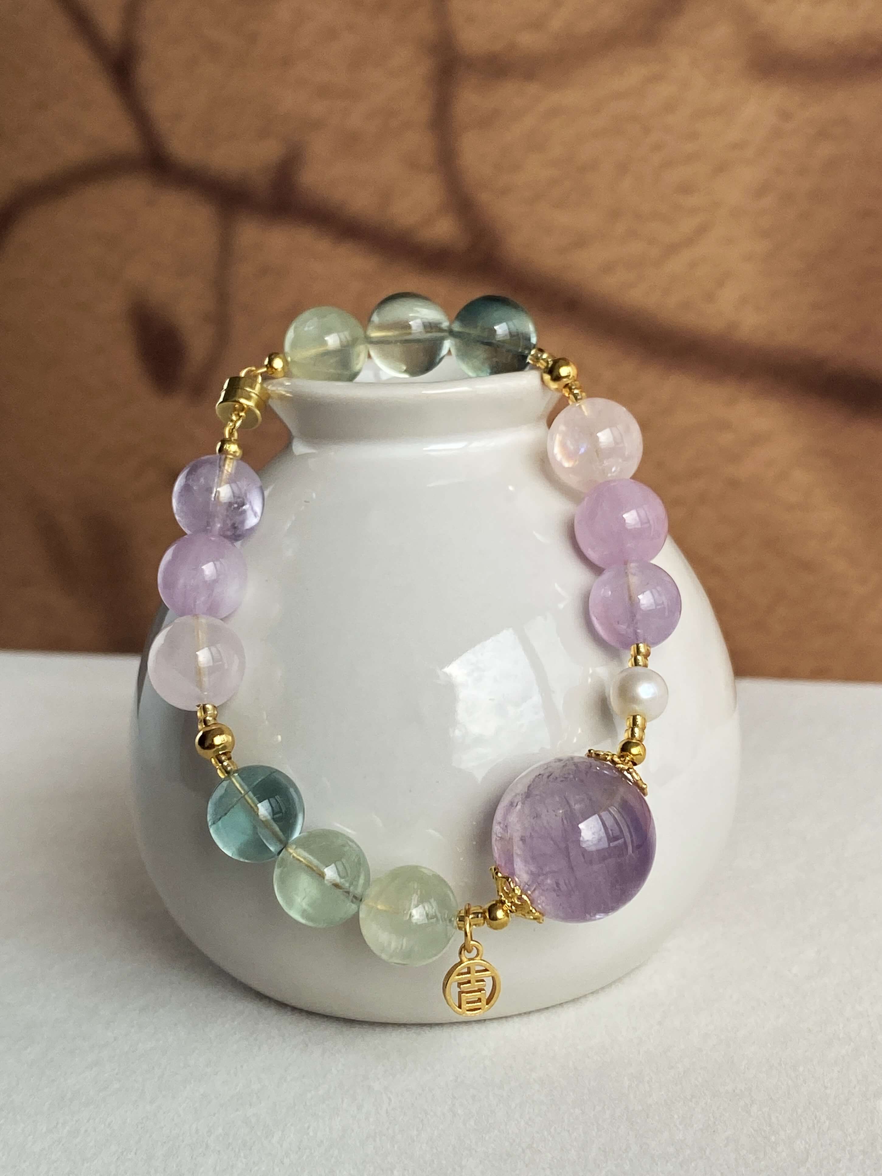 Vitality Crystal Bracelet - Amethyst & Green fluorite Jewelry for