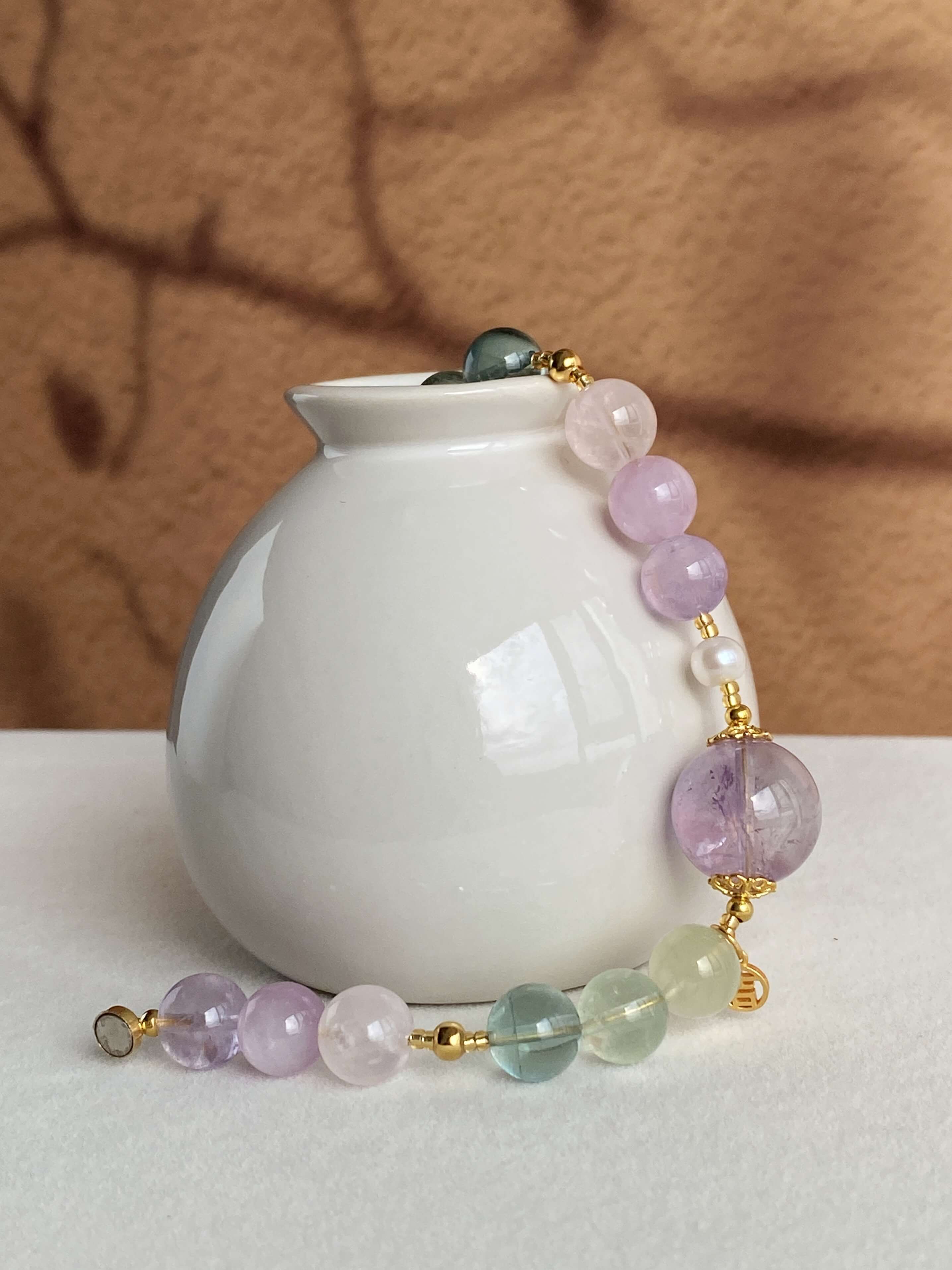 Vitality Crystal Bracelet - Amethyst & Green fluorite Jewelry for