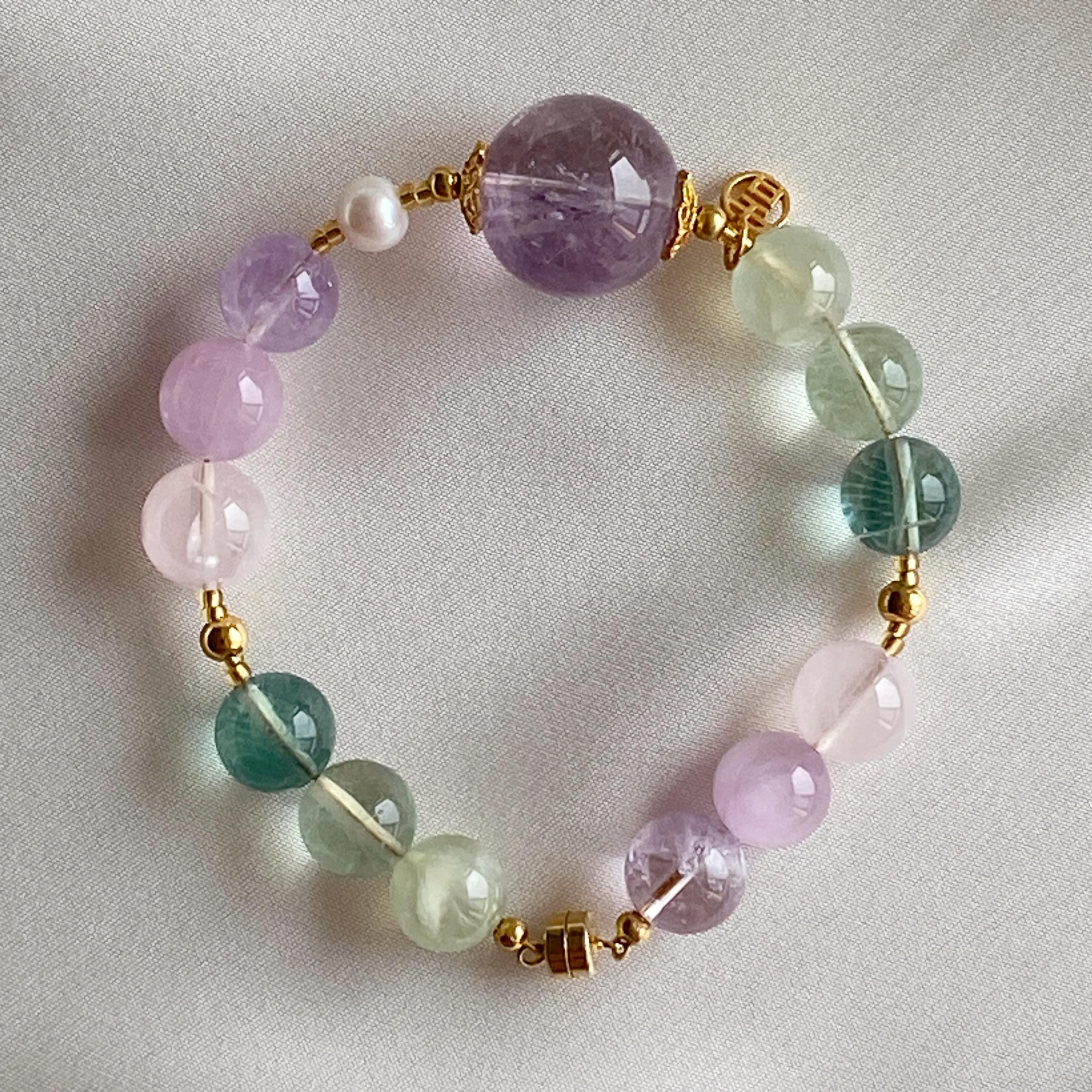 Amethyst & Green fluorite Vitality Bracelet: Ignite Passion, Boost vitality