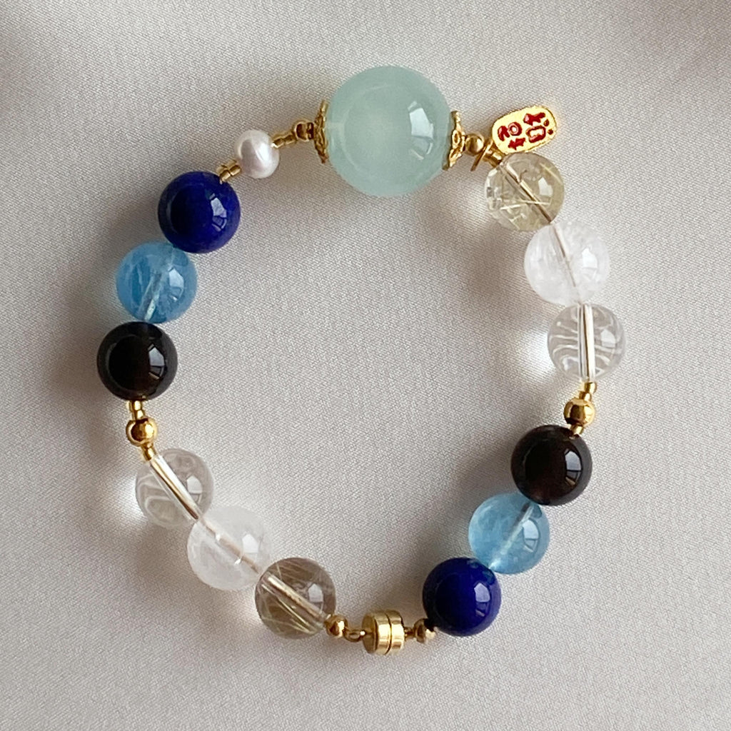 Aquamarine & Lapis lazuli Wisdom Bracelet: Clarity in Thought, Flow in Expression