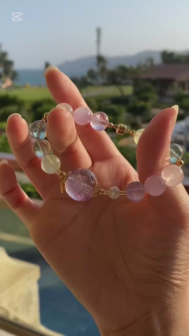 Amethyst & Green fluorite Vitality Bracelet: Ignite Passion, Boost vitality