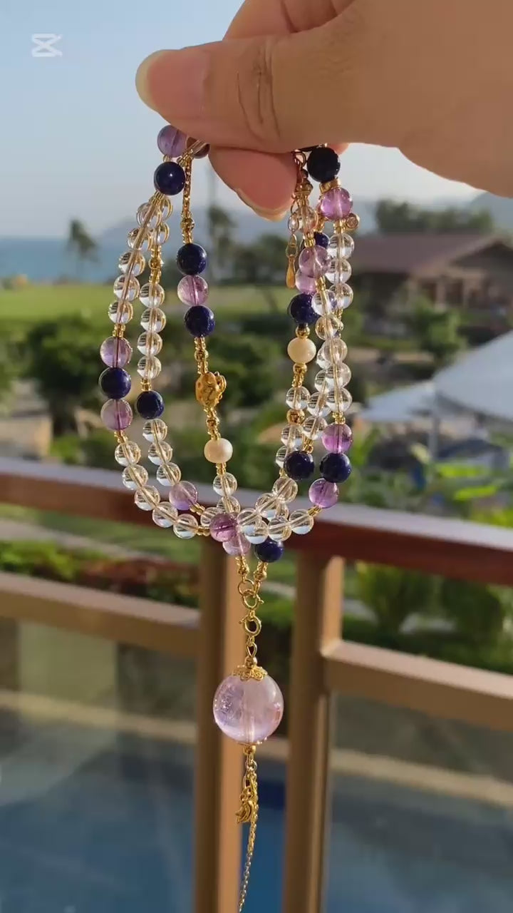 Conversations Under the Stars Necklace: Balance Your Inner Universe with Lapis & Amethyst