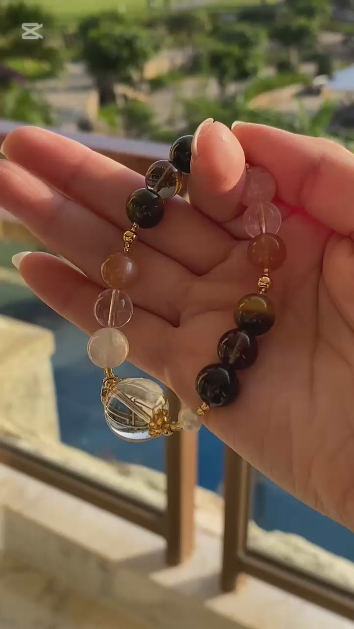 Clear Quartz & Obsidian Aura Bracelet: Your Guardian for Stability and Confidence